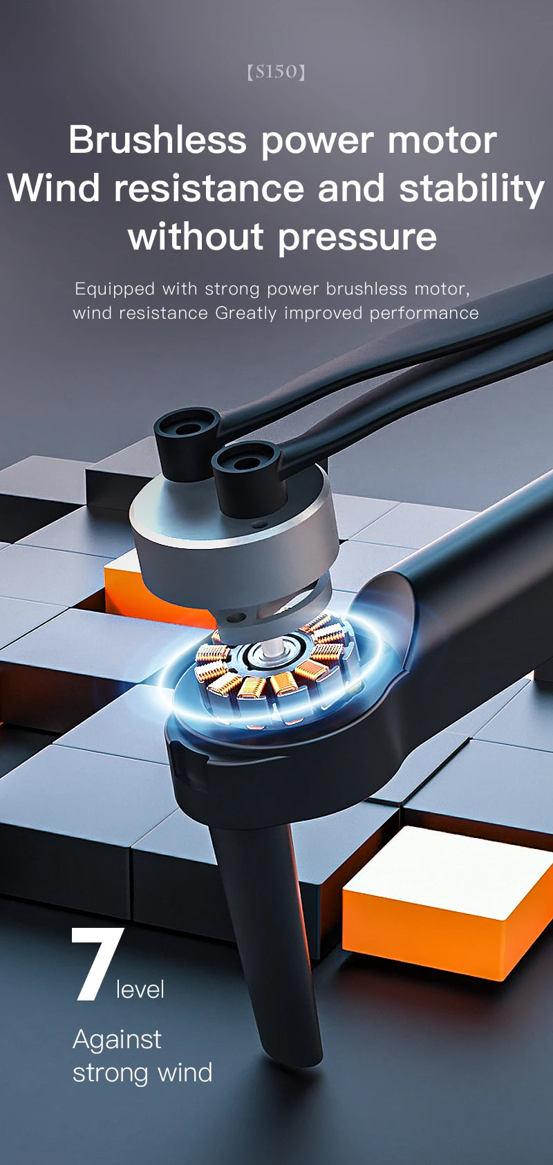 S150 Drone, wind resistance greatly improved performance 8 level against strong wind . brushless