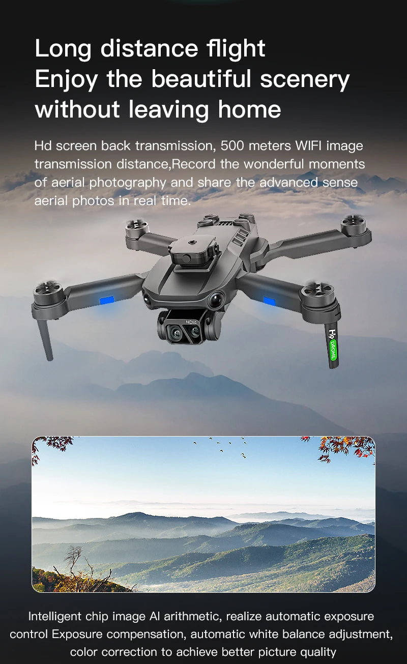 H9 Drone, long distance flight Enjoy the beautiful scenery without leaving home Hd screen back transmission, 500 meters WI