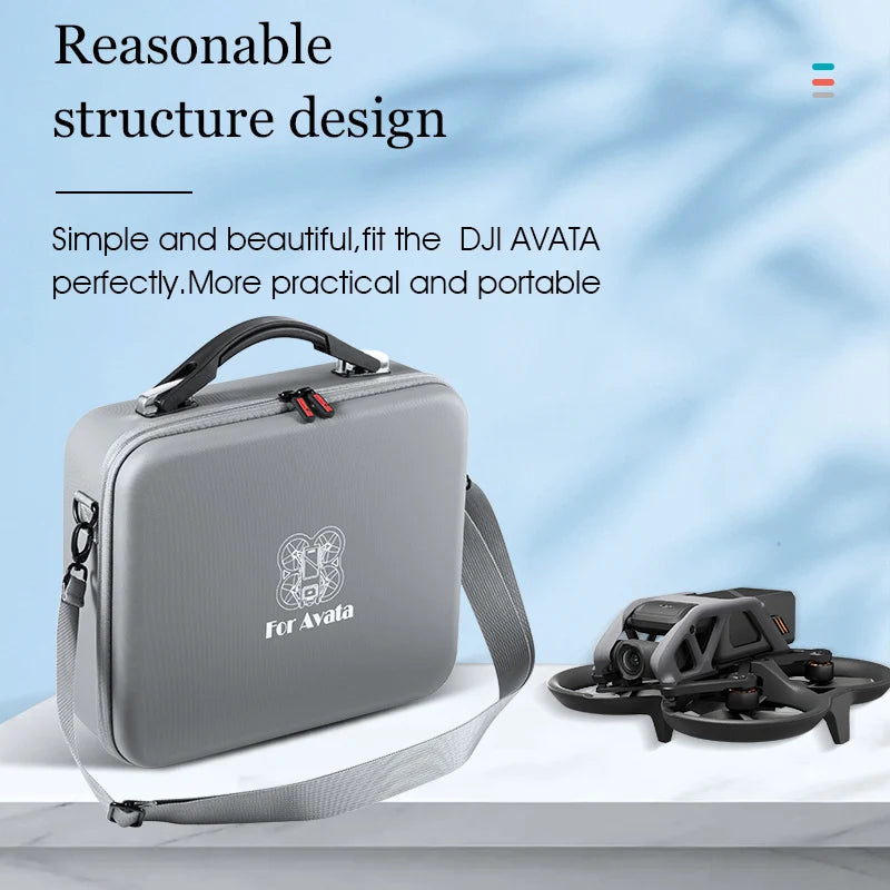 Simple, stylish design fits DJI AVATA perfectly; portable case with strap for practical use.