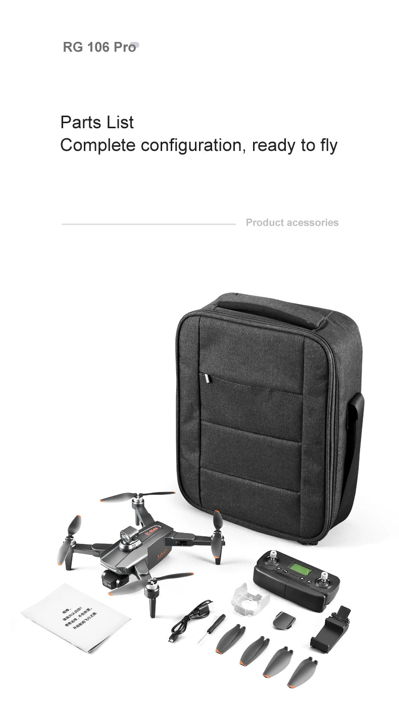 RG106 MAX Drone, RG 106 Pro Parts List Complete configuration, ready to fly Product acessor