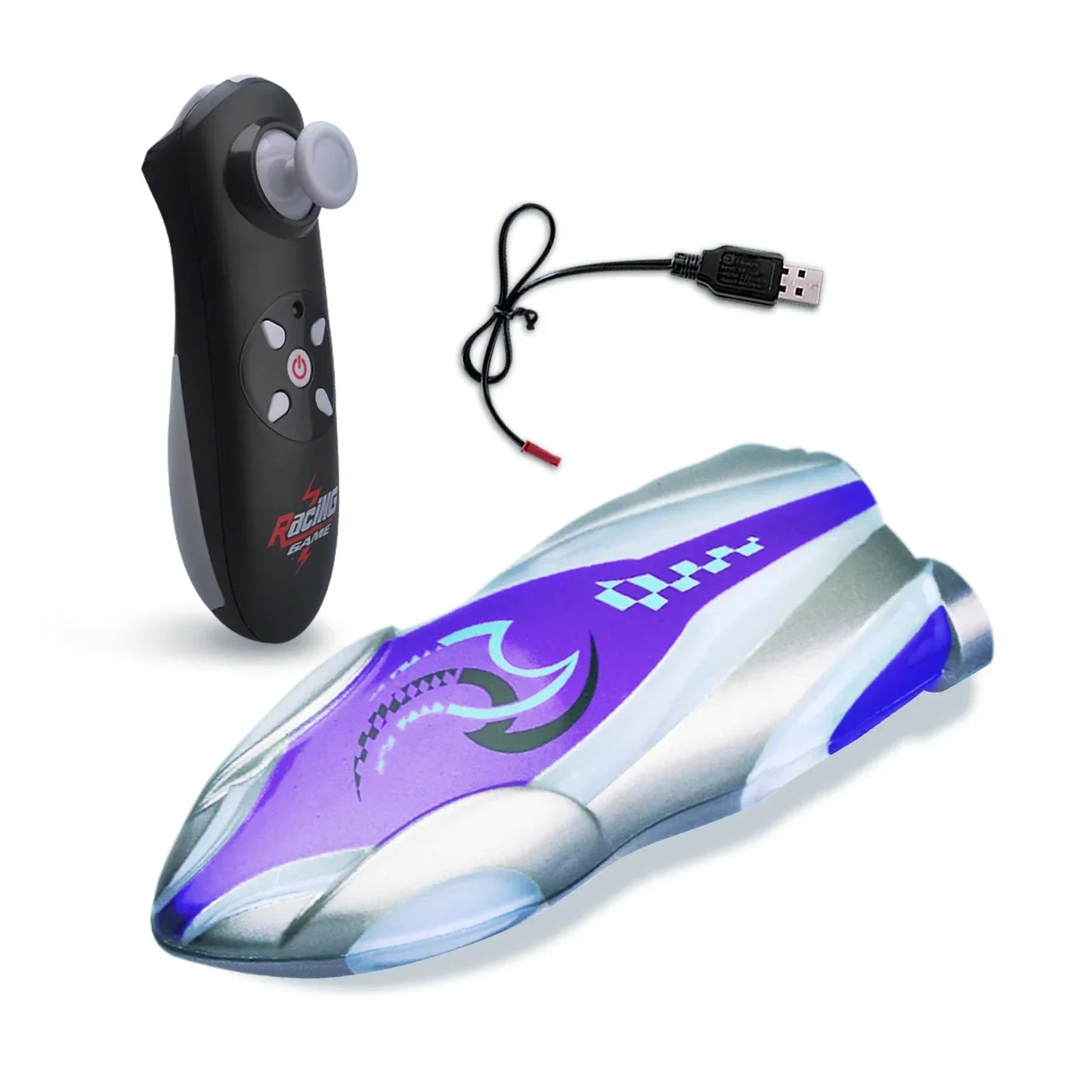 Mini Remote Controlled Boat RC Stunt Ship, LED, 2.4G, 360° rotation, 15m range, 3.7V 100mAh, pool/bathtub toy