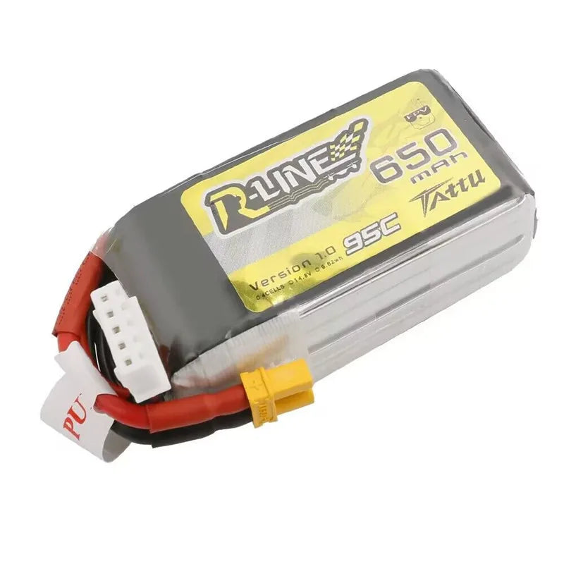 TATTU R-Line 1.0 14.8V 4S 650mAh 95C Lipo Battery for FPV Racing Drone