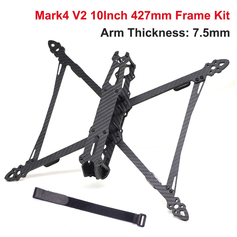 RCDrone Mark4 V2 Carbon Fiber FPV Frame Kit available in various sizes for different propellers.