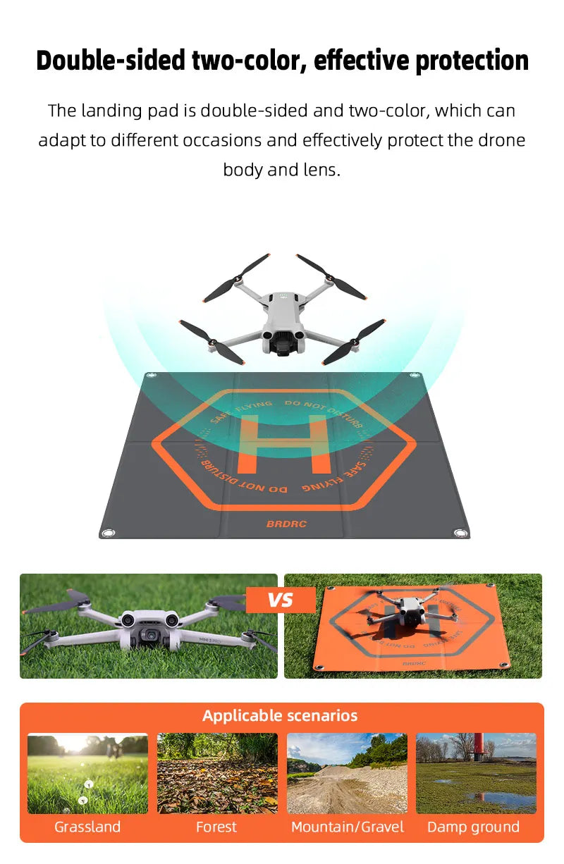 Foldable Landing Pad for DJI Mavic Mini 1/2/3 Pro/AVATA/Holy Stone/SJRC Drone Parking Apron Pad Mat Drone Accessories 50CM*50CM 11 Foldable Landing Pad, landing is double-sided and two-color, effective protection . can adapt to different occasions