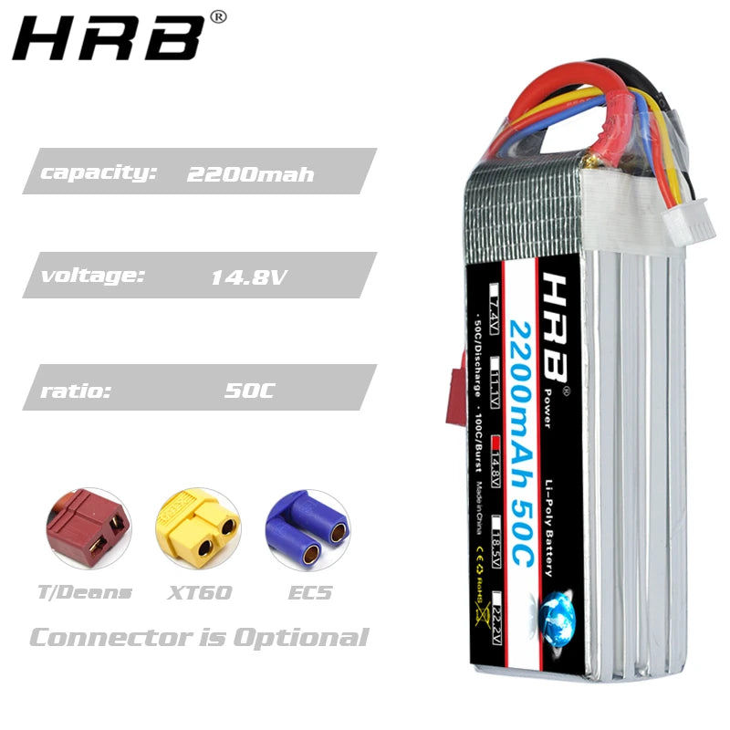 2PCS HRB Lipo Battery, AKKU Charged Rechargeble Powerful Li-Polymer Accessories Cells 