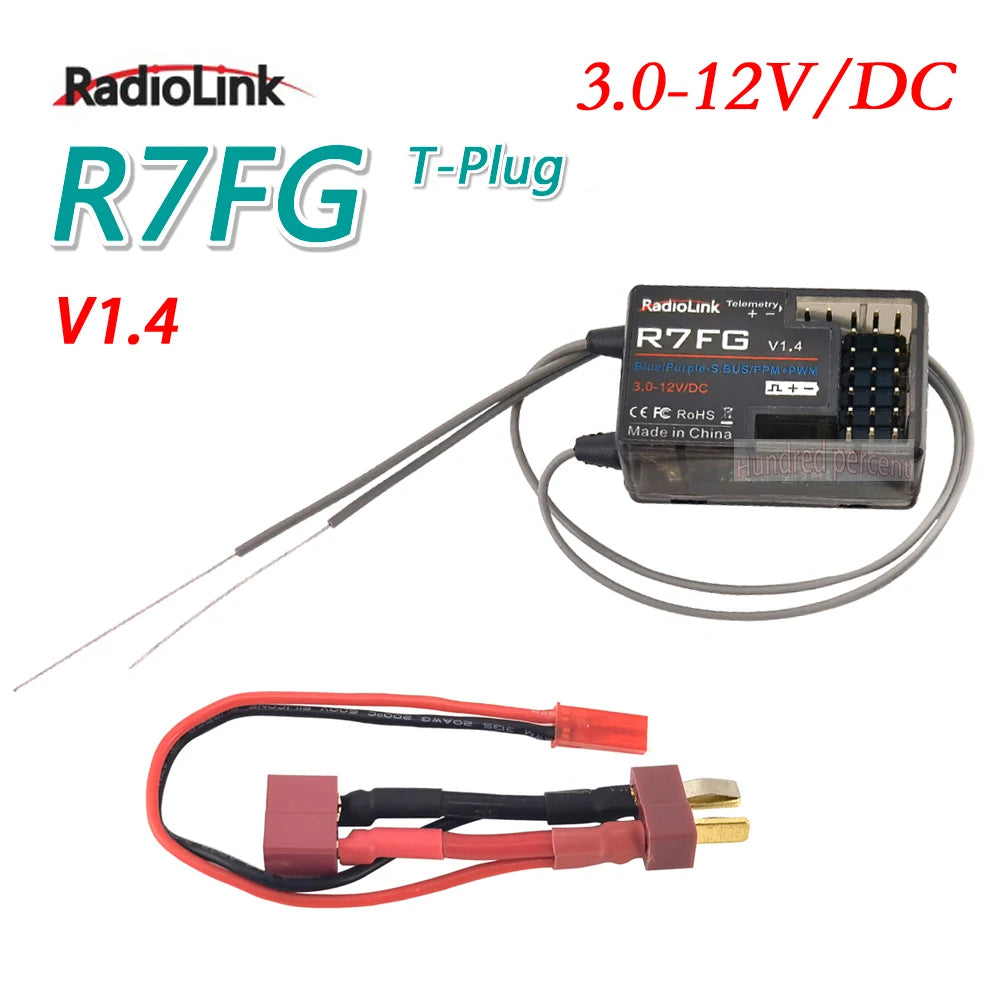 RadioLink R7FG 2.4GHz 7CH Dual Antenna Reciever, Hundedipercend T-Plug made in China . made in china Hundedip