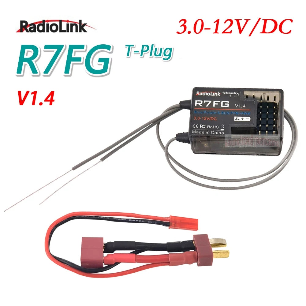 RadioLink R7FG 2.4GHz 7CH Dual Antenna Reciever - High Voltage Integrated Gyro Version For Radiolinks RC6GS RC Transmitter 13 RadioLink R7FG 2.4GHz 7CH Dual Antenna Reciever, Hundedipercend T-Plug made in China . made in china Hundedip