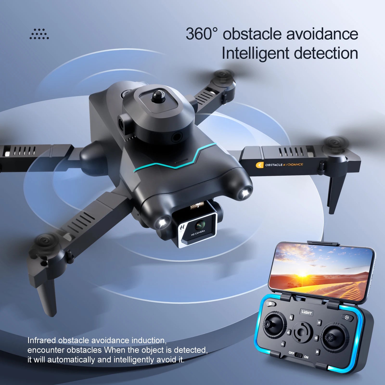2024 New S96 Mini Drone - Professional 4K 360° Obstacle Avoidance Air Pressure Fixed Height Professional Foldable Quadcopter Toys 21 when the object is detected, off on it will automatically and intelligently