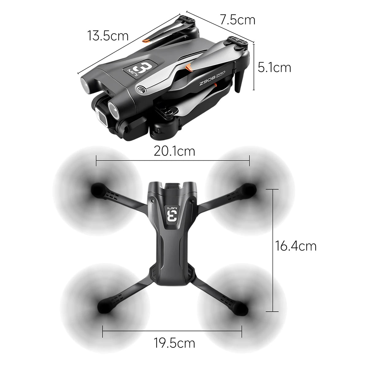 Z908 Pro Drone, 7.5cm 13.5cm 5.icm 20.1c