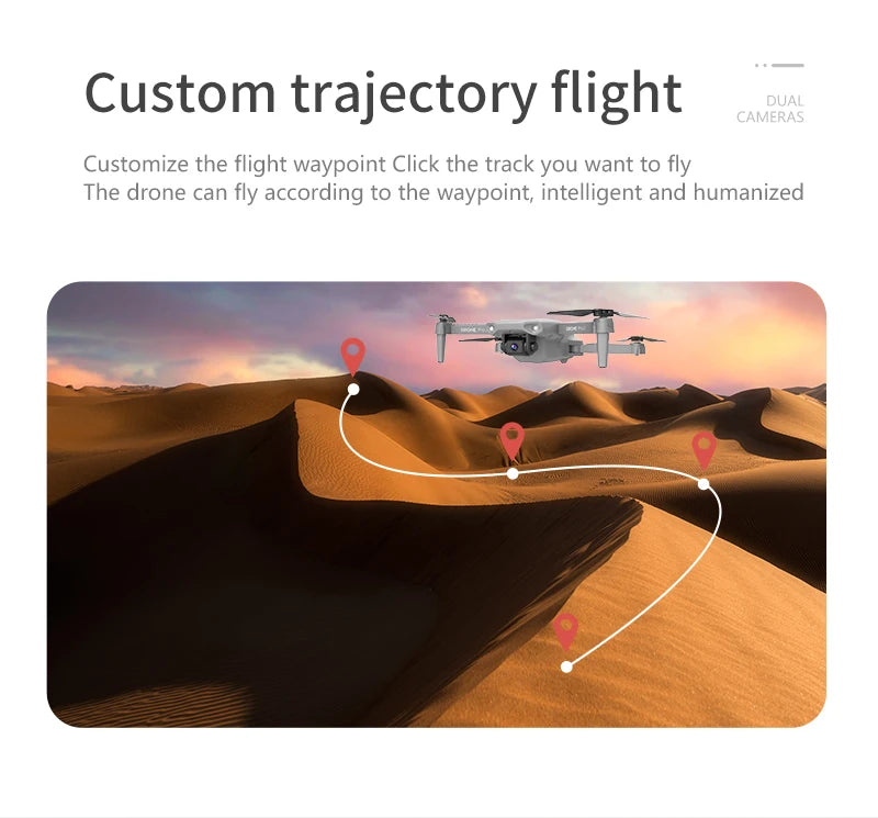 XKJ  E99 RC Mini Drone, custom trajectory flight cambhas customize the flight waypoint click the track