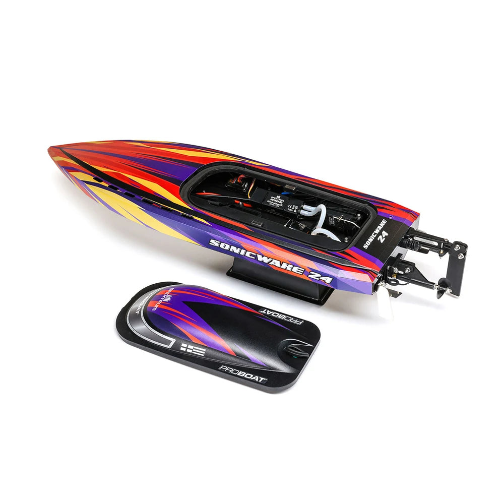 Sonicwake 24 RC Boat RTR Brushless Deep‑V, Self‑Righting, 3S 3200mAh 30C Battery & Charger, Spektrum SLT2, PRB‑1992T1/T2