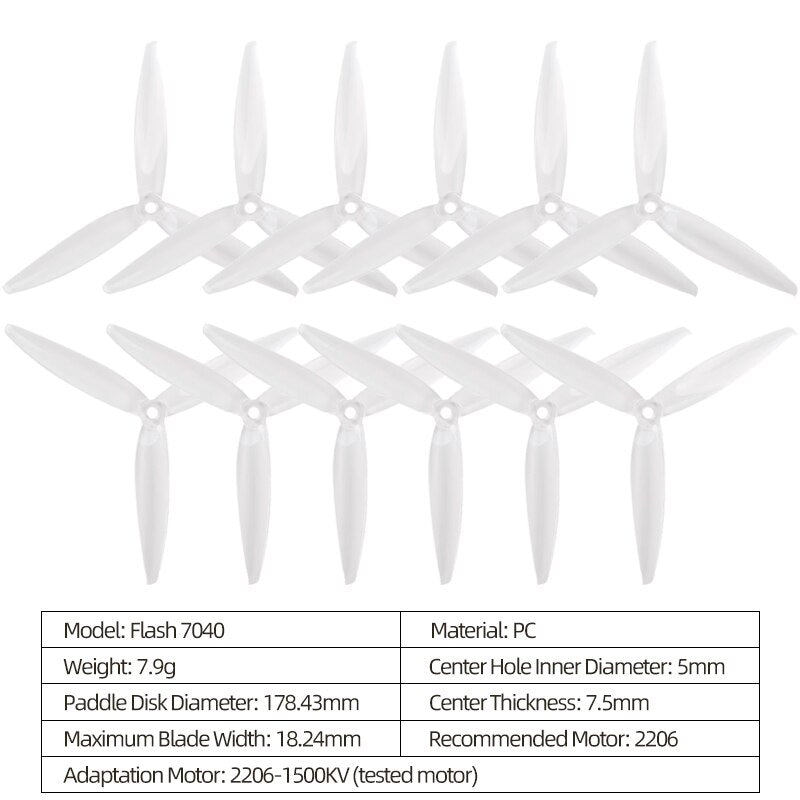 2/6/12 जोड़े जेमफैन फ्लैश 7040 प्रोपेलर - 7 इंच 3-ब्लेड 7X4X3 सीडब्ल्यू सीसीडब्ल्यू प्रॉप्स एफपीवी आरसी ड्रोन रेसिंग फ्रीस्टाइल लॉन्ग रेंज क्वाडकॉप्टर के लिए
