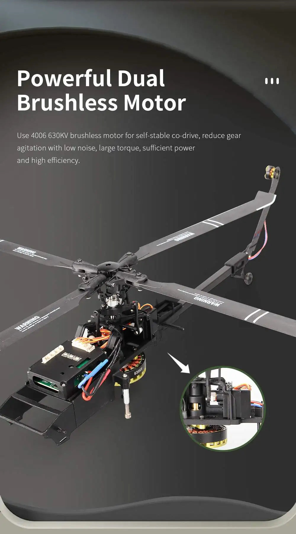 Eachine E200  RC Helicopter, 4006 630KV brushless motor for self-stable co-drive, reduce
