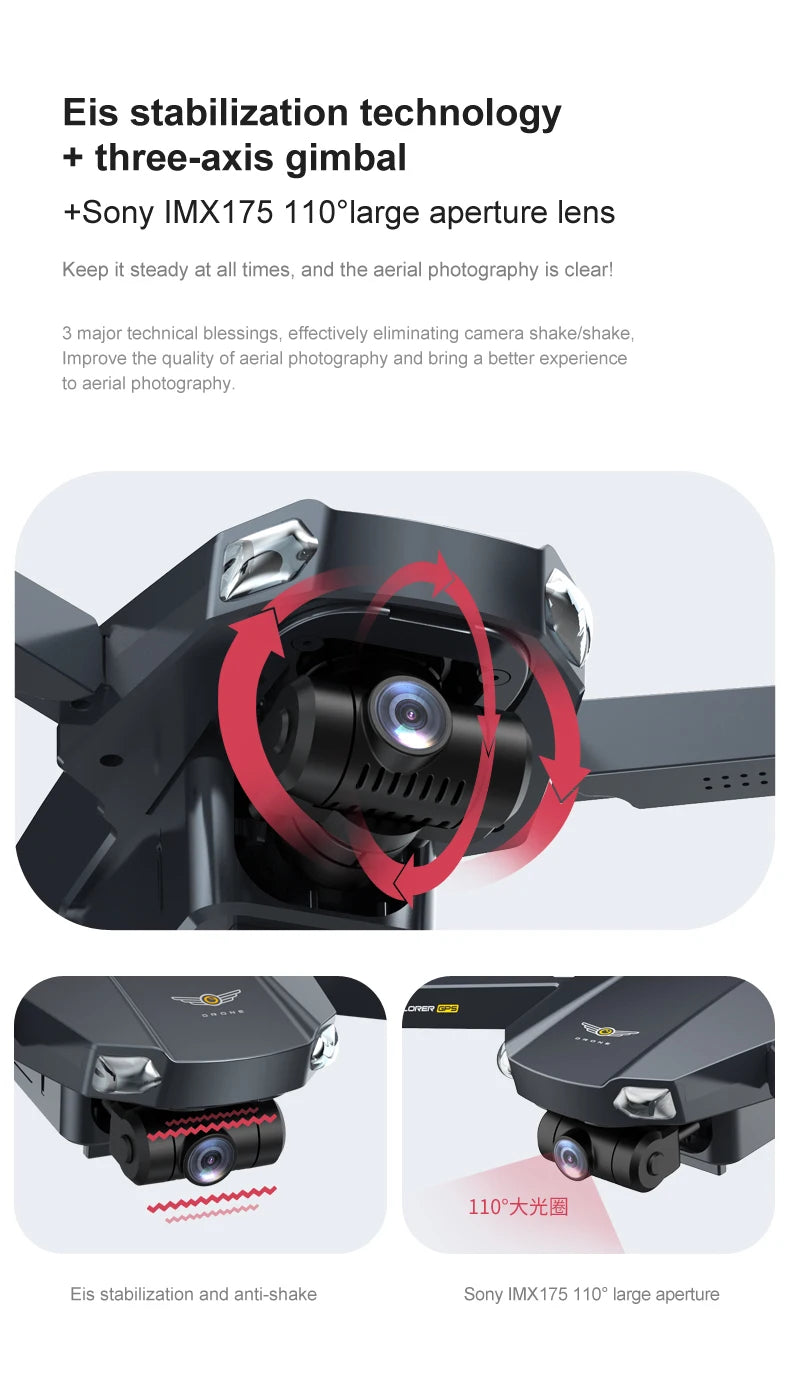 8819 pro Drone - 3-Axis Gimbal 8k Profesional with HD Camera 5G GPS WIFI FPV Brushless Motor Dron Obstacle Avoidance RC Quadcopter Professional Camera Drone 38 8819 pro Drone, Sony IMX175 110*large aperture lens it steady at