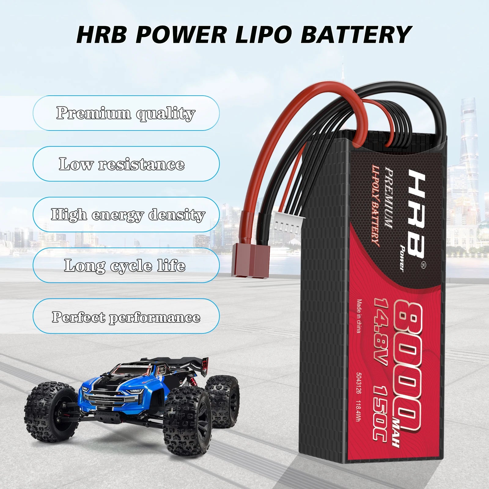 2PCS HRB 7.4V 2S 3S 4S Lipo Battery, advanced stacking technology makes the capacity of a single battery reach 6000mah