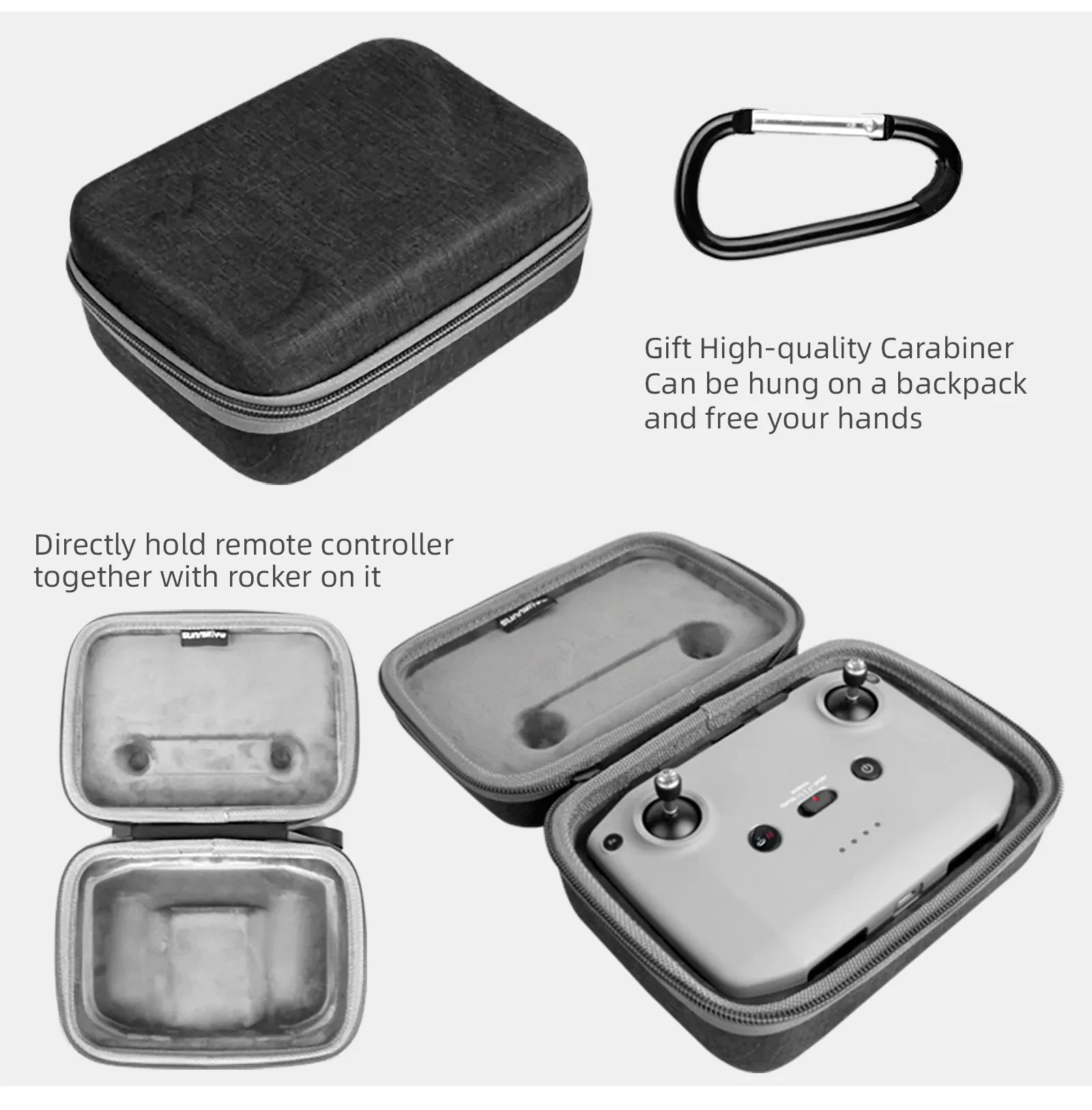 Portable Carrying Case For DJI Mini 4 Pro, Carabiner can be hung on a backpack and free your hands