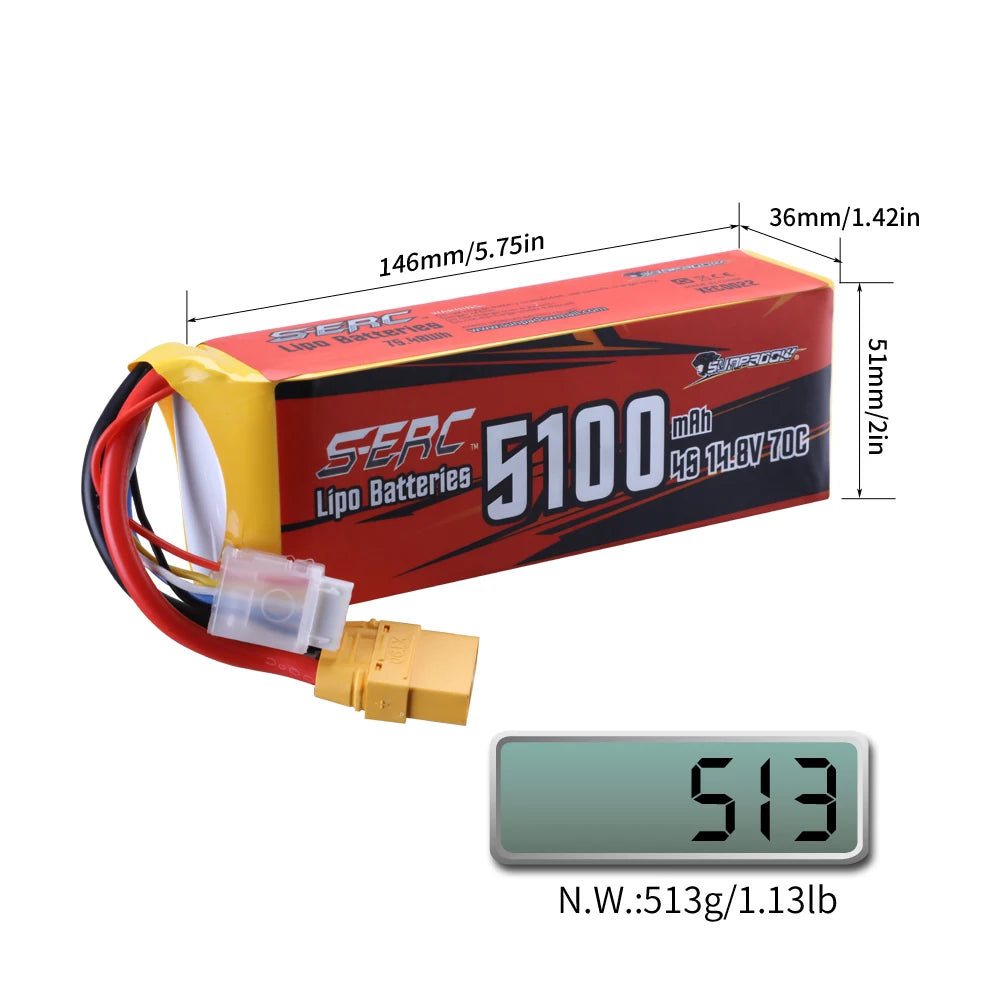 Sunpadow RC 3S 4S 6S Lipo Battery 5100mAh, eVzOB Batteries is a high-capacity lithium-ion