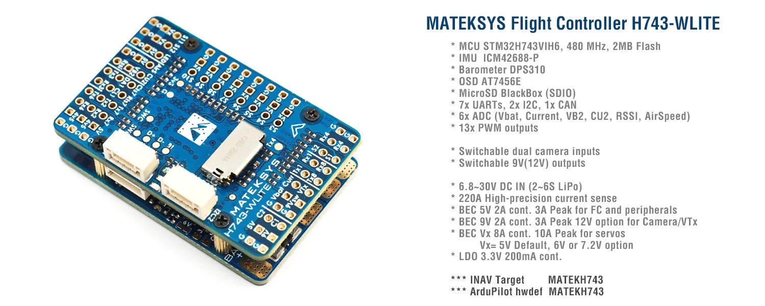 MATEK H743-WLITE, MATEKSYS Flight Controller H743-WLITE MCU STM32H74
