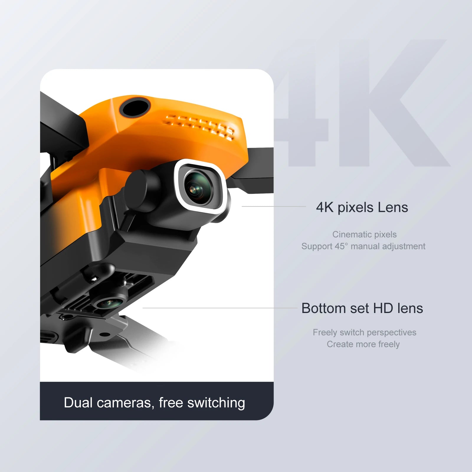 KBDFA KY907 Mini Drone, 4k pixels lens cinematic pixels support 459 manual adjustment bottom set