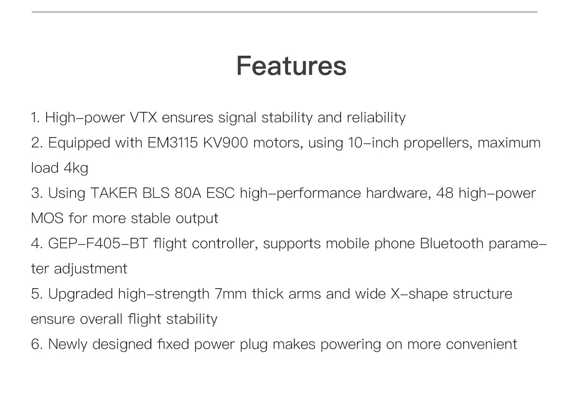 GEPRC EF10 1.2G 2W Long Range 10inch FPV, GEP-F405-BT flight controller, supports mobile phone Bluetooth parame _
