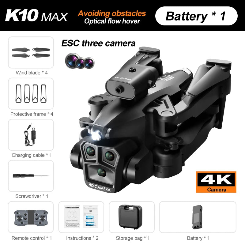K11 Max Drone, K1O MAX Avoiding obstacles Battery 1 Optical flow