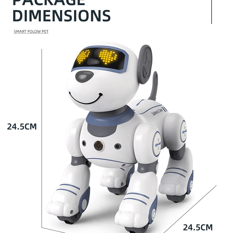 Funny RC Robot Electronic Dog Stunt Dog, T ACAAOF DIMENSIONS SMARL FQLOW PET 24.5CM
