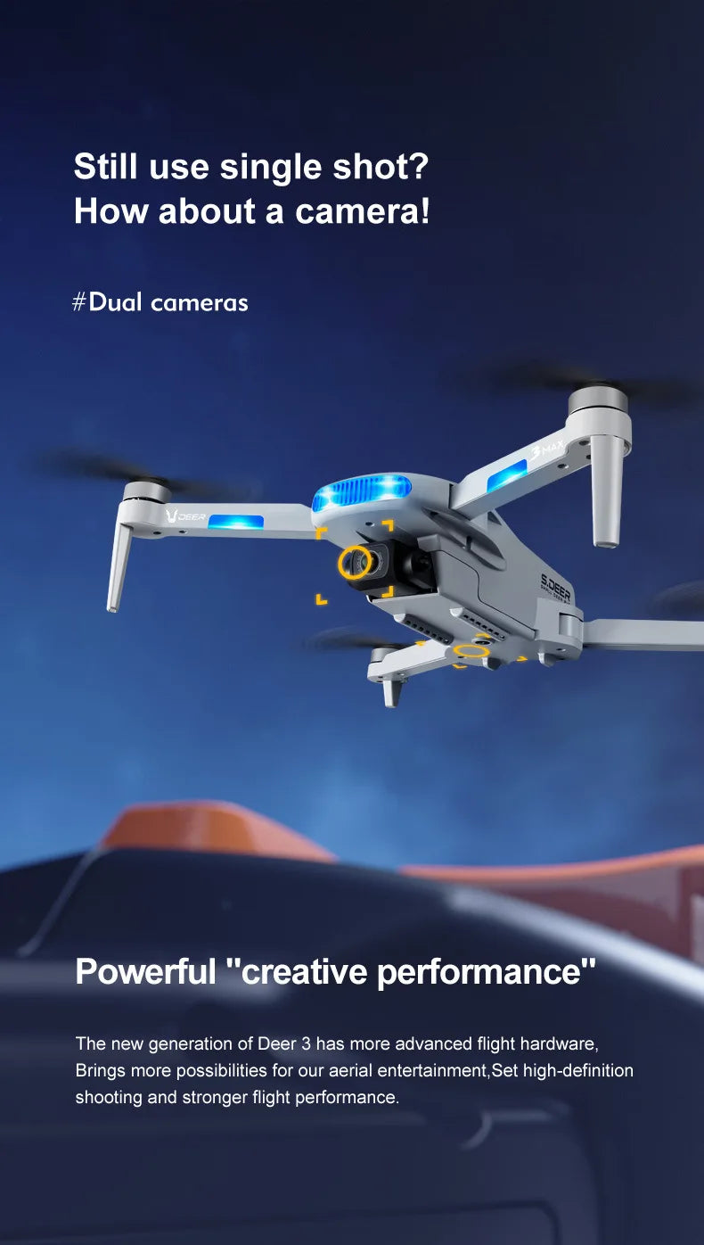 2023 New LU3 Max GPS Drone - 8K HD Dual Camera 5G Wifi FPV Optical Flow Brushless Motor Folding Quadcopter RC Distance 800M Gift Toys Professional Camera Drone 21 2023 New LU3 Max GPS Drone, the new generation of Deer 3 has more advanced flight hardware .