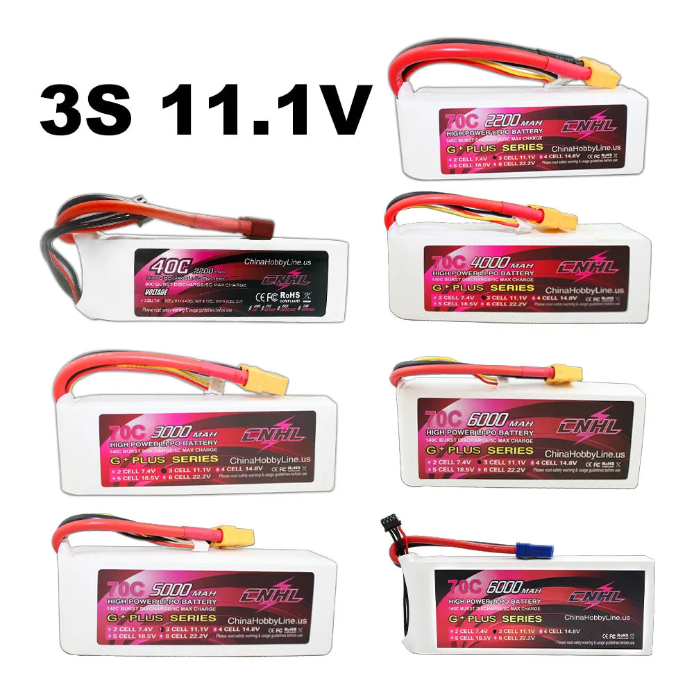 CNHL Lipo Battery for FPV Drone - 2S 3S 4S 6S 7.4V 14.8V 22.2V 1500mAh 2200mAh 4000mAh 5000mAh 6200mAh 8000mAh 9500mAh T XT60 XT90 EC5 RC Part 18 CNHL Lipo Battery for FPV Drone, CNHL Lipo Battery, ChinaHobbyLine uS PLUS SERIES ChinaLlobbyLine.us
