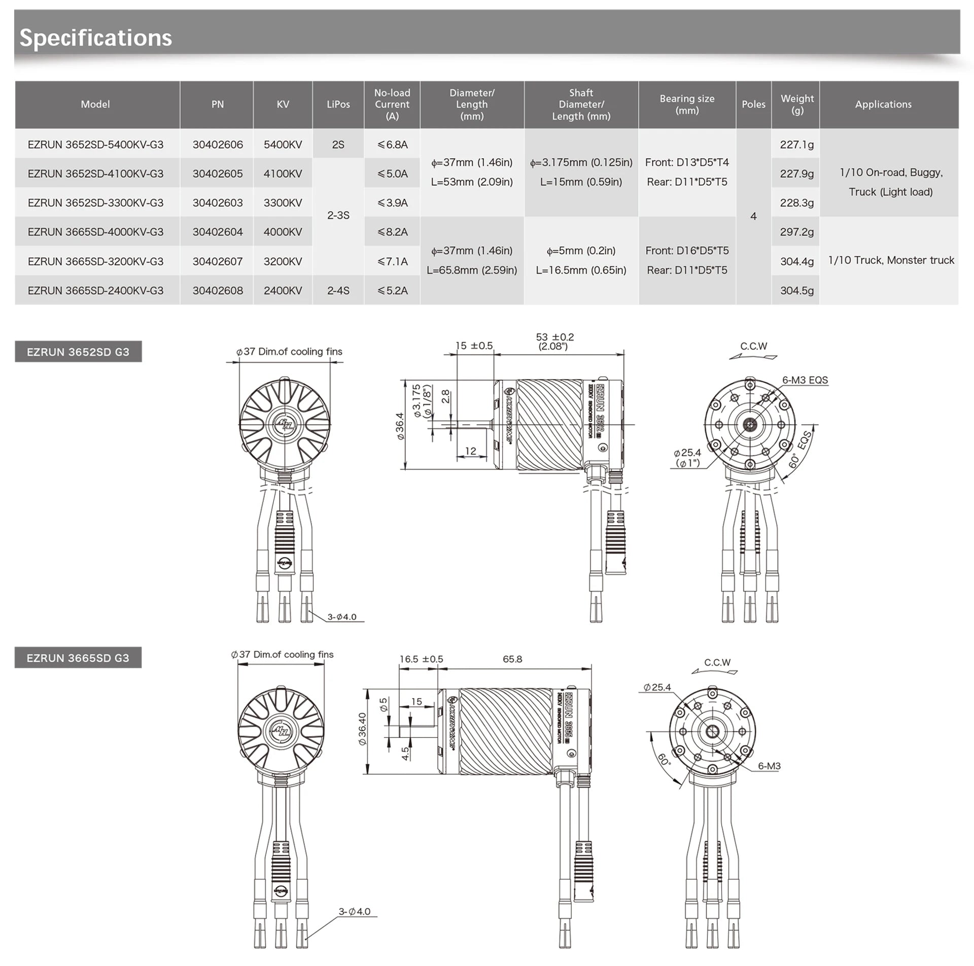 HobbyWing EZRUN MAX10 G2 ESC, Hobbywing EZRUN MAX10 G2 ESC SPECIFICATIONS