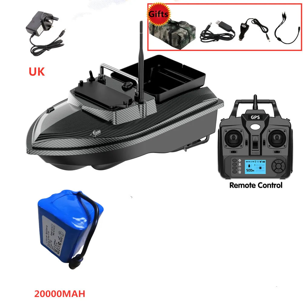 Tccicadas V060 GPS Fishing Bait Boat, 500M RC Distance, 160 Positions, 2kg Single Hopper, Auto Return, Dual Motors, CE