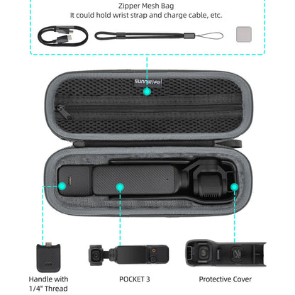 For DJI Pocket 3 Storage Bag, Zipper Mesh Bag It could hold wrist strap and charge cable, etc. sunnyio