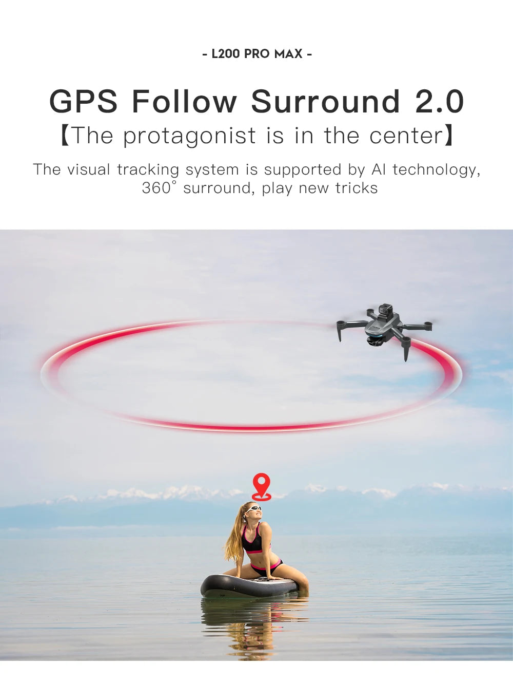 L200 PRO MAX Drone, Seamless flight with AI-powered visual tracking, obstacle avoidance, and 4K HD camera capabilities.