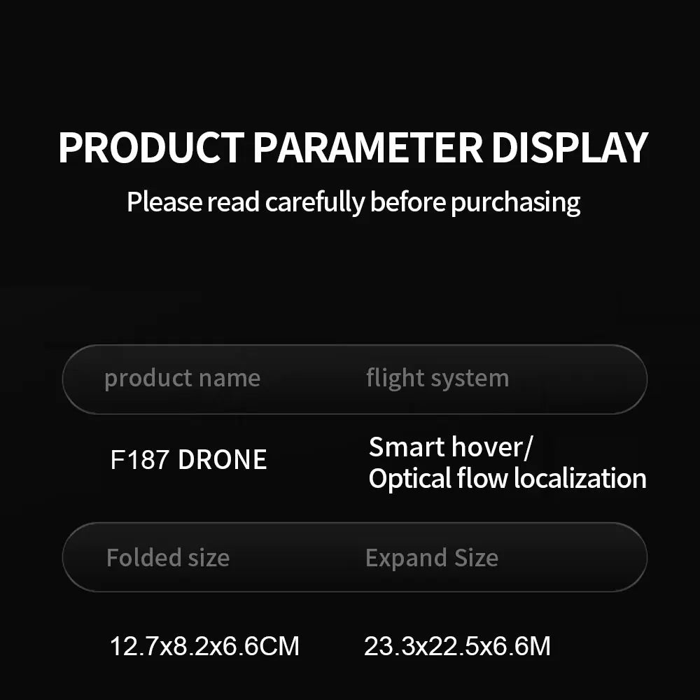 F187 Drone - 2024 New 4K HD Dual Cameras Optical Flow Obstacle Avoidance Remote Control Professional Drones 45 F187 Drone, flight system f187 drone smart hover/ optical flow localization folded