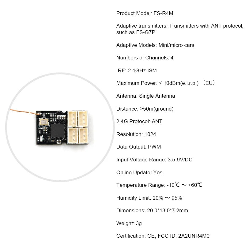 Flysky 2.4G ANT Protocol Receiver, FS-RAM Adaptive transmitters: minilmicro cars with ANT protocol 