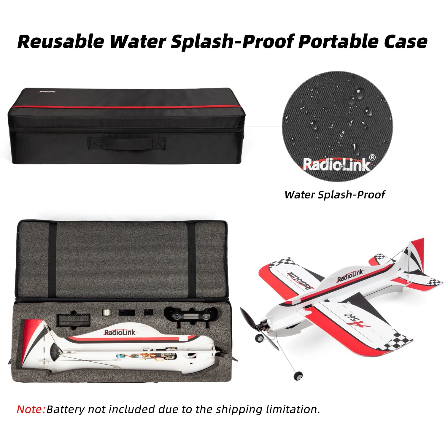 Radiolink A560 Airplane - RTF PNP 4CH RC Plane 580mm Wingspan 6 Modes Ready to Fly 3D EPP Trainer Beginner Set Gyro Assist System 18 Radiolink A560 Airplane, Reusable Water Splash-Proof Portable Case RadioLink Yunoipey"