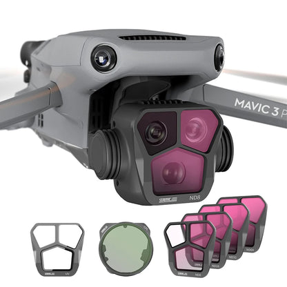 Camera Lens Filters Set for DJI Mavic 3 Pro — UV, CPL, ND8/16/32/64, GND16 — Aluminum Alloy + AGC Glass, Quick‑Release