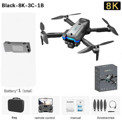 S8S Drone, Black-8K-3C-1B 8K Battery 1 (total) remote control manual Accessories