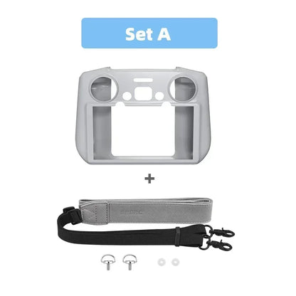 Silicone Case Cover for DJI Mini 4 Pro RC 2 Remote Controller - PU Adjustable Lanyard for DJI Mini 4 Pro Neck Strap Accessories
