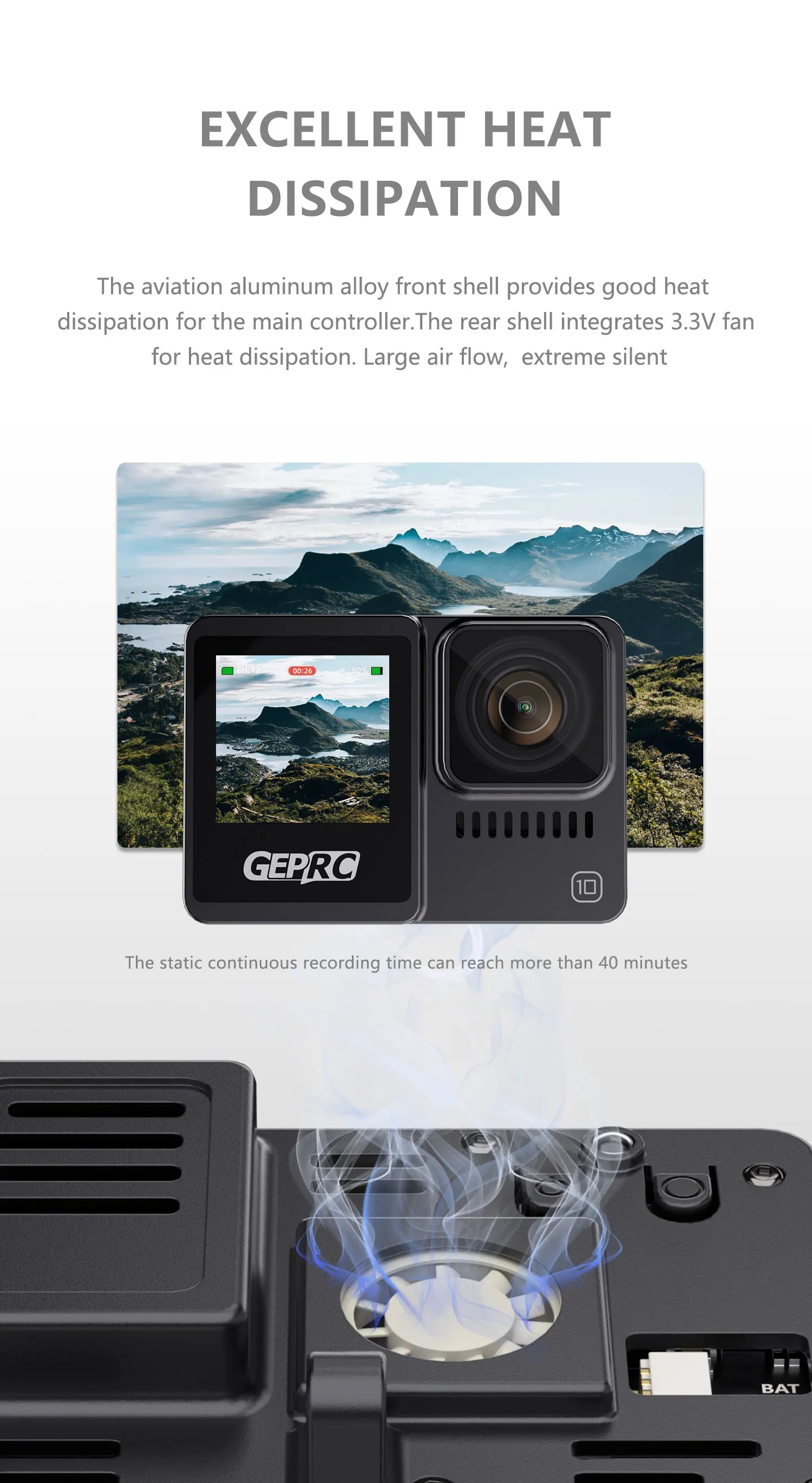 GEPRC Naked Camera GP11 - Full Action Camera GP9/GP10/GP11 Ultimate Fpv 4K 5K Suitable for CineLog 35 Cinebot MAKE5 RC FPV Drones 17 GEPRC Naked Camera, aviation aluminum front shell provides heat dissipation for the main controller . rear shell
