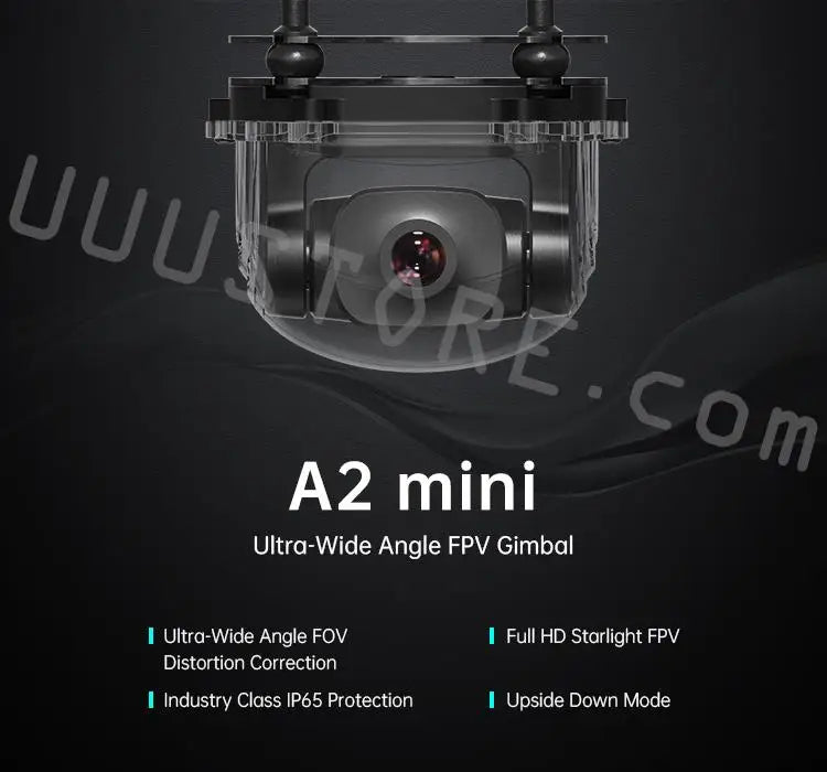 SIYI A2 mini Ultra Wide Angle FPV Gimbal Single Axis Tilt with160 degree FOV 1080p Starlight Camera Sensor IP67 Waterproof 8 FPV Distortion Correction Industry Class IP65 Protection Upside Down Mode UUU