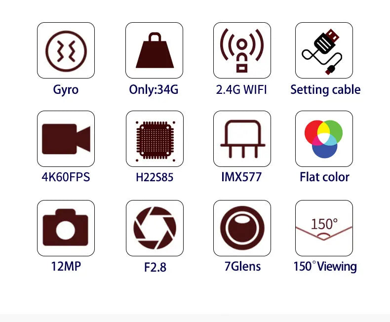 Hawkeye Firefly X LITE II 4K Naked Camera, 34G 2.4G WIFI Setting cable 4KGOFPS H22S85