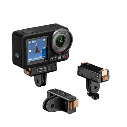 STARTRC Action 5 Pro camera mount with magnetic adapter, quick-release, lanyard, and plastic/metal base compatible with DJI Action and Osmo 360 series.