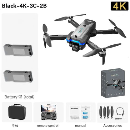 S8S Drone, Black-4K-3C-2B 4K Battery*2 (total) remote control manual