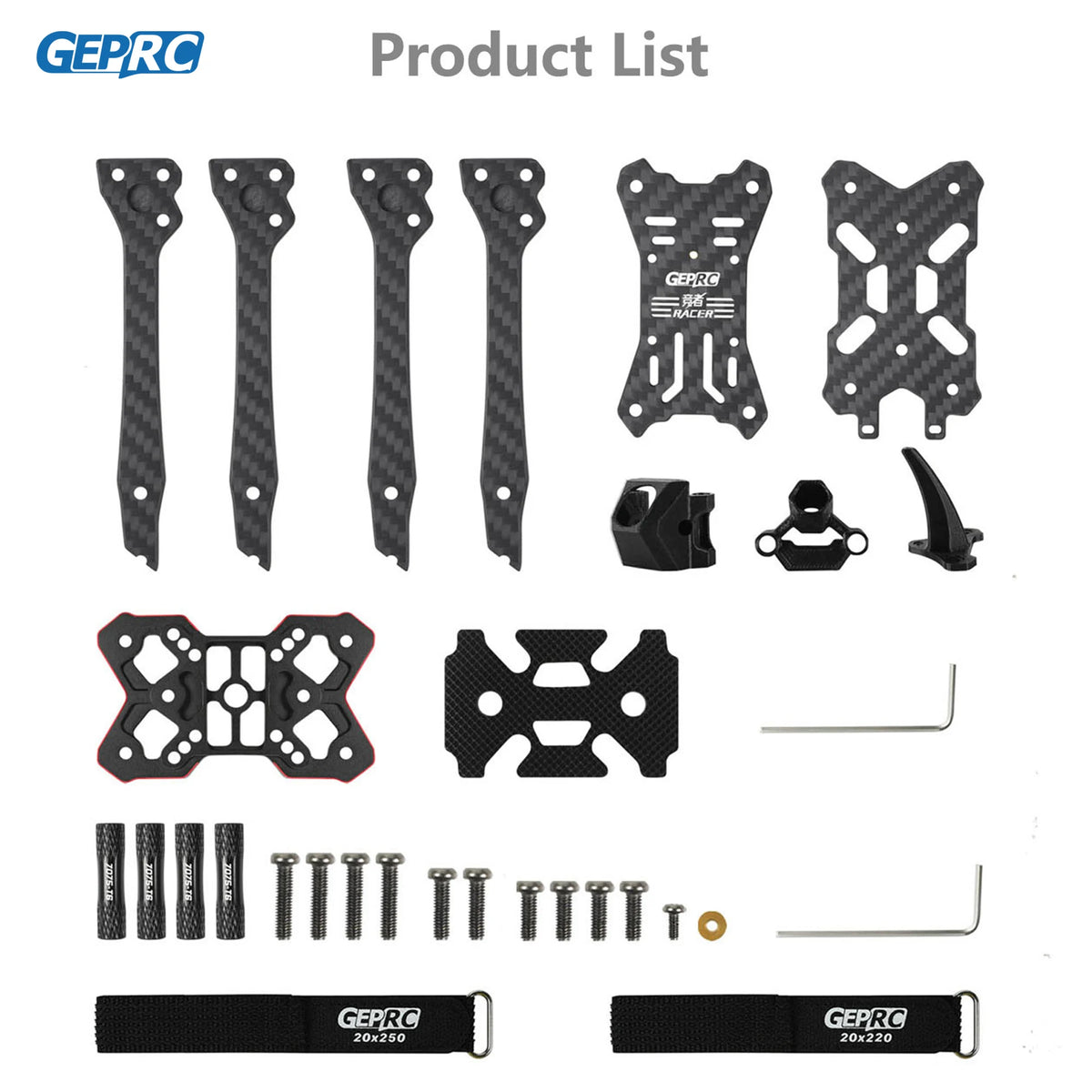 Open Racer Frame GEPRC Racer Frame Parts - Racing Frame 3D Shark Fin 7075 Aviation Alum ...