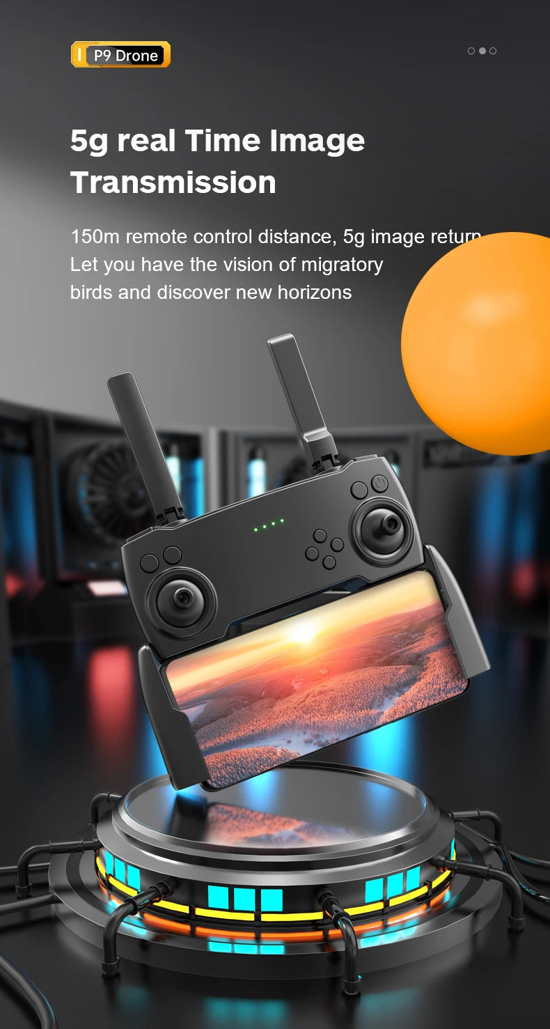 P9 Drone - ESC 8K Professional Dual HD Camera Obstacle Avoidance Aerial Photography Foldable Quadcopter RC Helicopter Toy 25 P9 Drone, p9 drone 5g real time image transmission 150m remote control