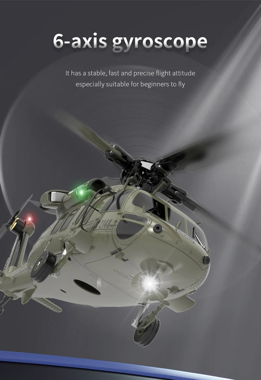 YXZNRC F09 RC Helicopter, 6-axis gyroscope has a stable, fast and precise flight attitude