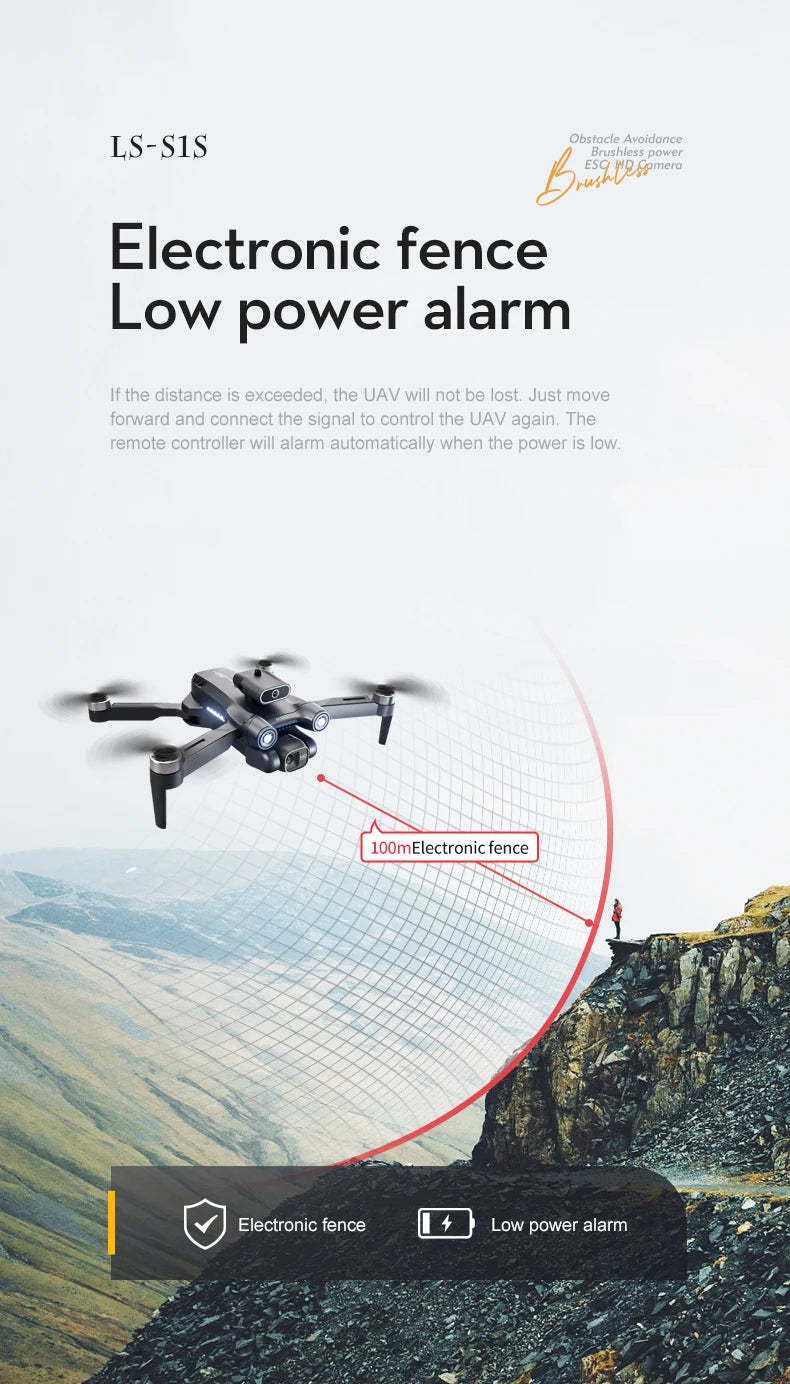 LSRC-S1S Drone - 2024 New RC Drone 145g 4K 8K HD Gimbal Anti-Shake Camera 360° Obstacle Avoidance One Key Takeoff Brushless Motor Quadcopter 24 LSRC-S1S Drone, if the distance is exceeded, the uav will not