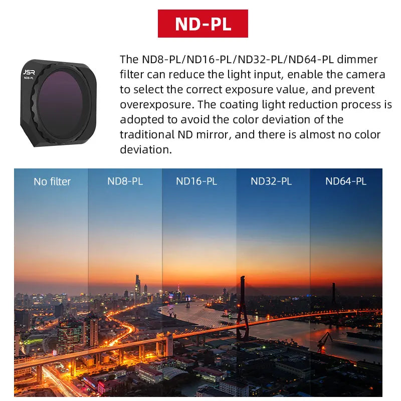 Lens Filter for DJI Mavic 3 Classic Neutral Density Polar UV CPL ND Camera Filter Sets Drone Accessories 23 Lens Filter, the dimmer filter can reduce the light input; enable the camera to select the correct exposure