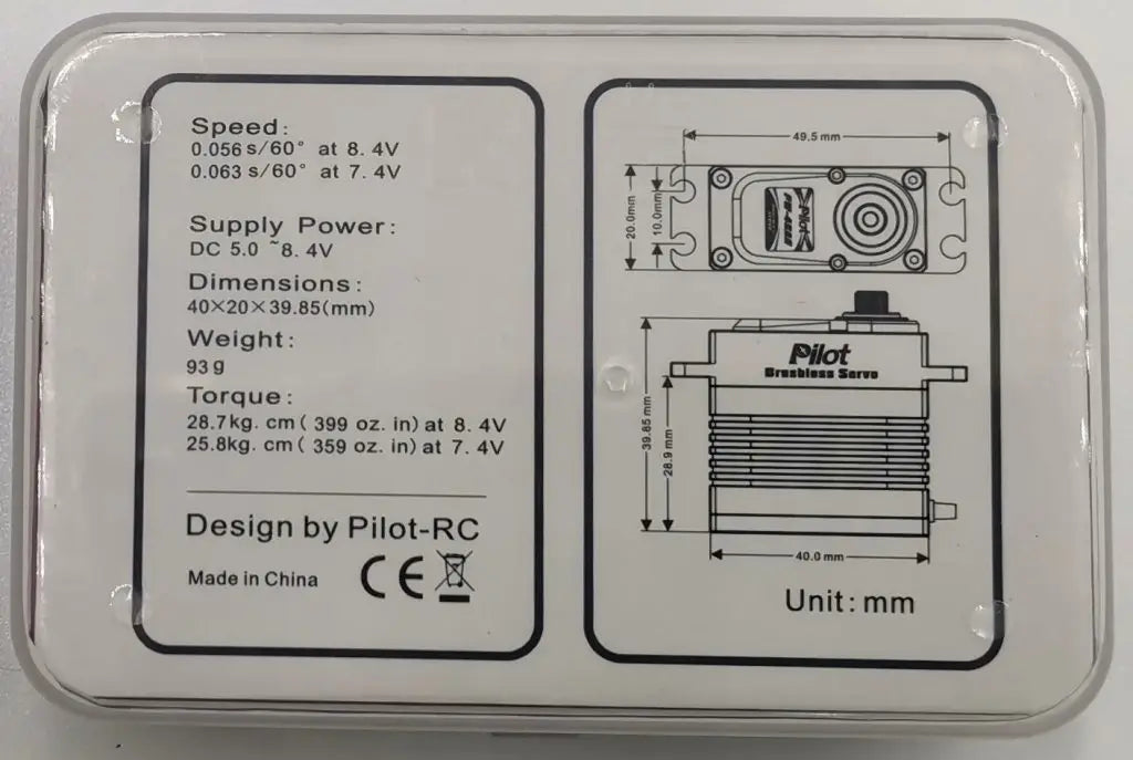 x1 Pilot-Rc PW28AH servo, with 50cm