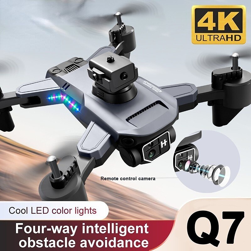 Q7 Drone, 4K ULTRAHD Remote control camera Cool LED color lights Four